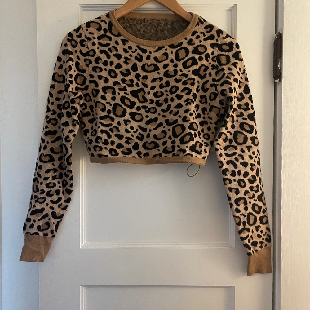 Zara Leopard Print Sweater - Tan and Black